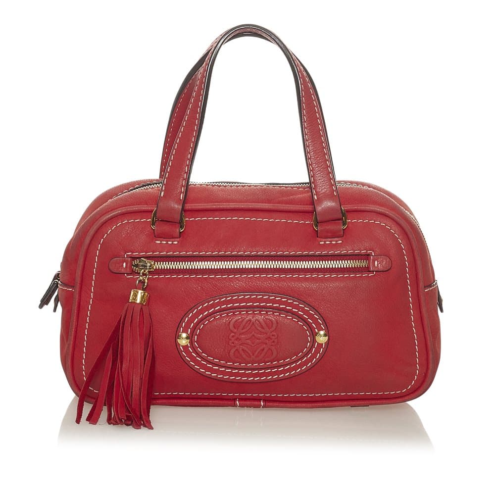 Pre-owned Loewe Anagram Leather Handbag Red