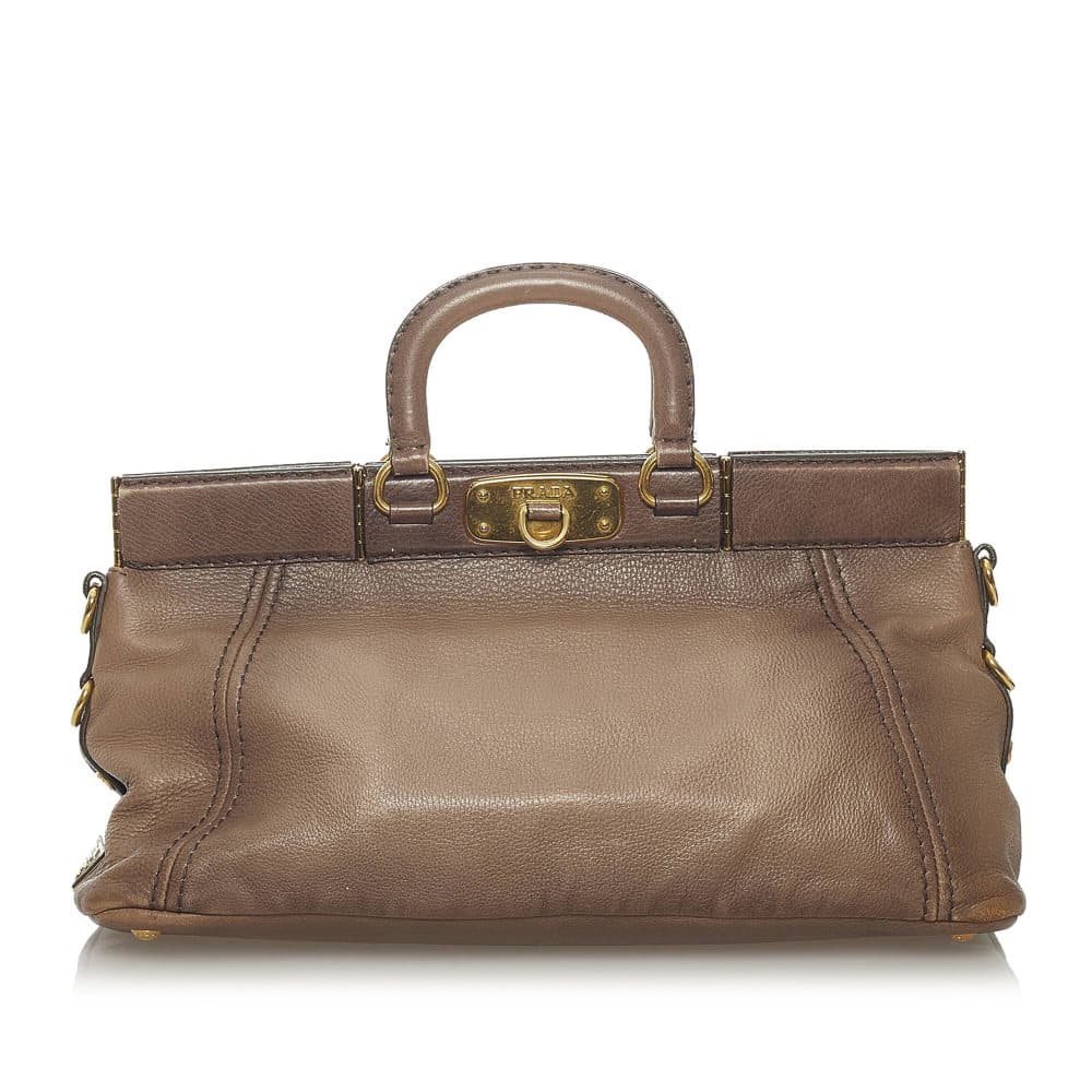Pre-owned Prada Frame Leather Satchel Bag Brown