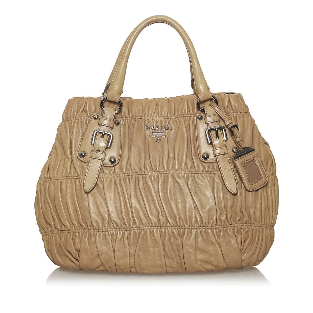 Pre-owned Prada Nappa Gaufre Satchel Brown