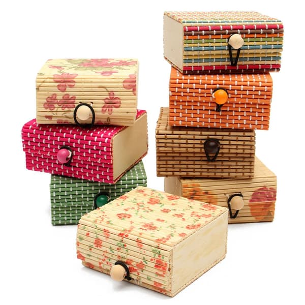 Engros Bambus Træsmykker Organizer Opbevaringsboks Strap Craft Case 16 Stlye