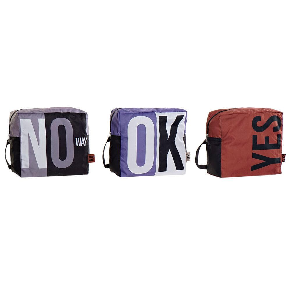 Toilet Bag DKD Home Decor Black Blue Brown Polyester Nylon Modern (25 x 11 x 23 cm) (3 pcs)
