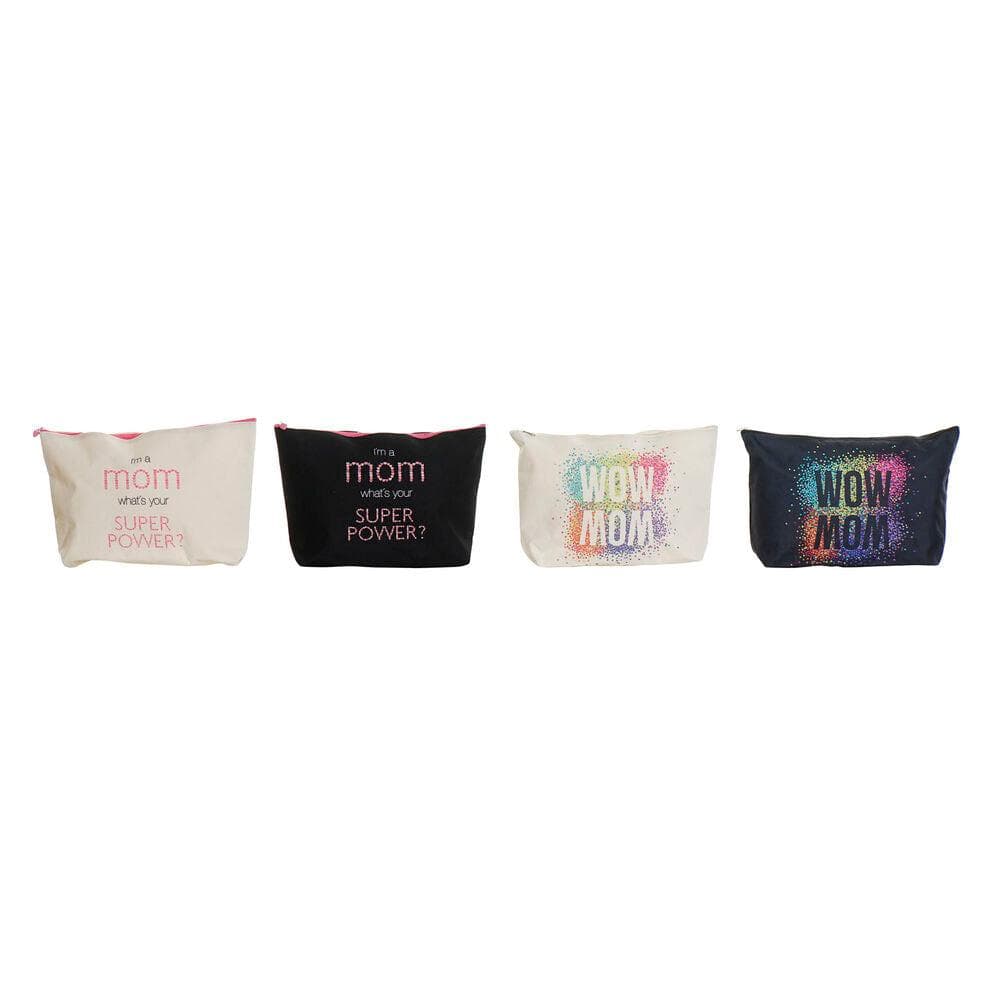 Toilet Bag DKD Home Decor Canvas Black Polyester White Multicolour Modern (33 x 8 x 21 cm) (4 pcs)