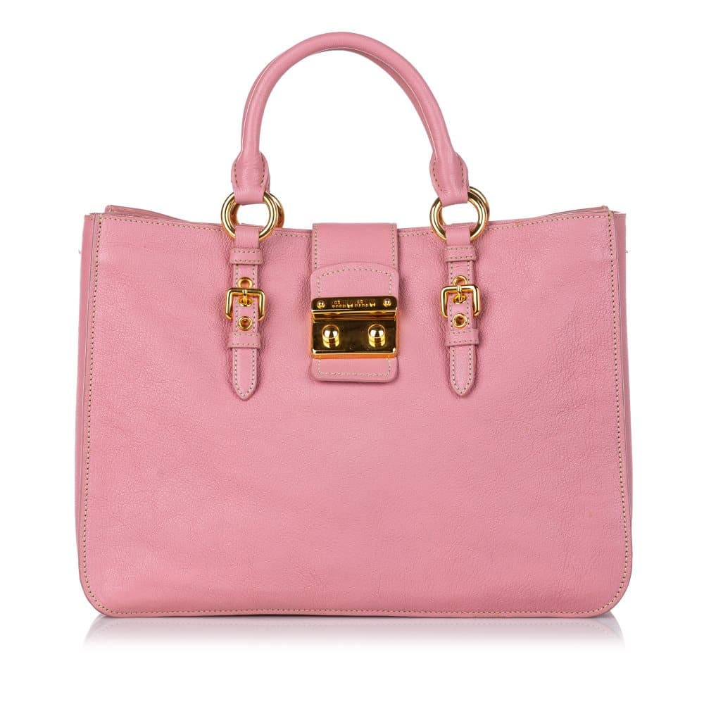 Pre-owned Miu Miu Madras Satchel Pink
