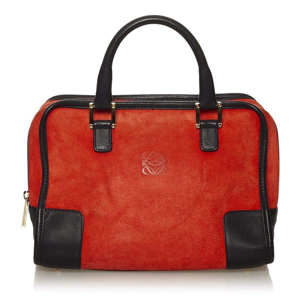 Pre-owned Loewe Amazona 28 Suede Handbag Red