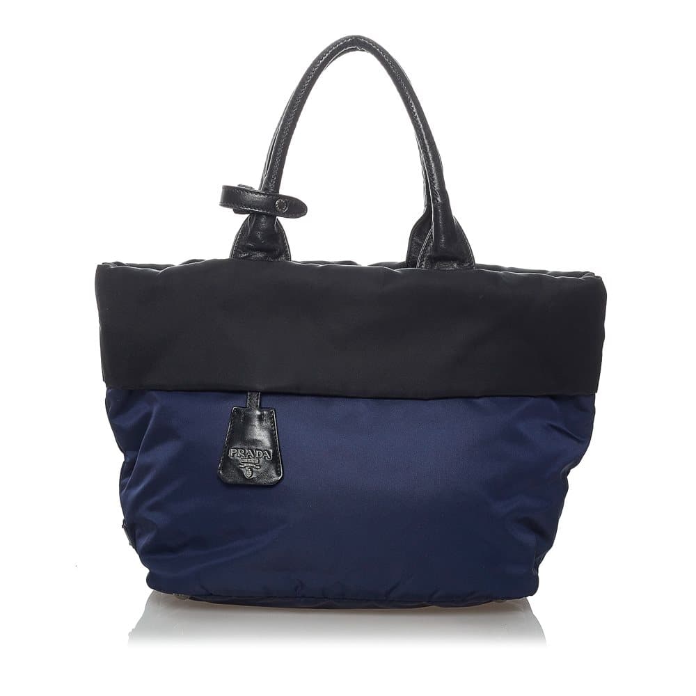 Pre-owned Prada Tessuto Reversible Satchel Blue