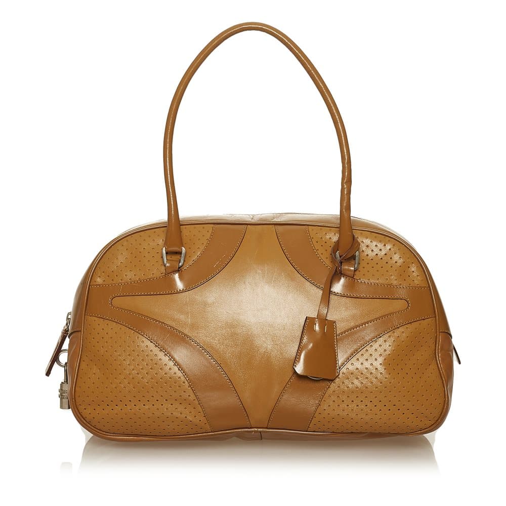Pre-owned Prada Vitello Drive Handbag Brown