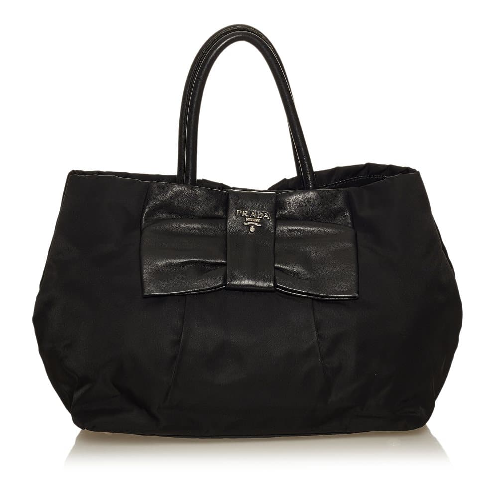 Pre-owned Prada Fiocco Bow Tessuto Handbag Black
