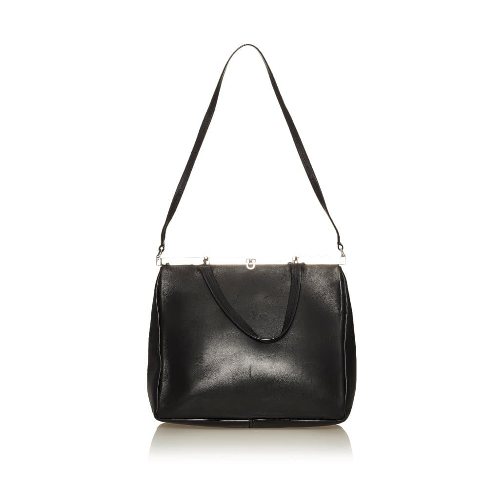 Pre-owned Ferragamo Gancini Leather Satchel Bag Black