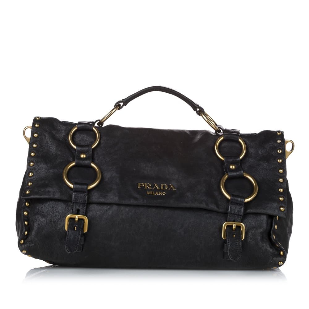 Pre-owned Prada Studded Leather Satchel Black