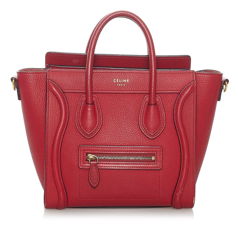 Pre-owned Celine Nano Luggage Leather Satchel Red