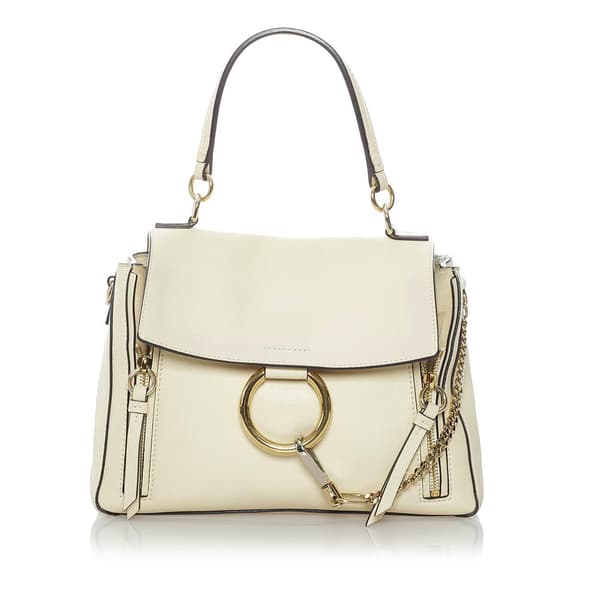 Pre-owned Chloe Faye Day Leather Handbag White