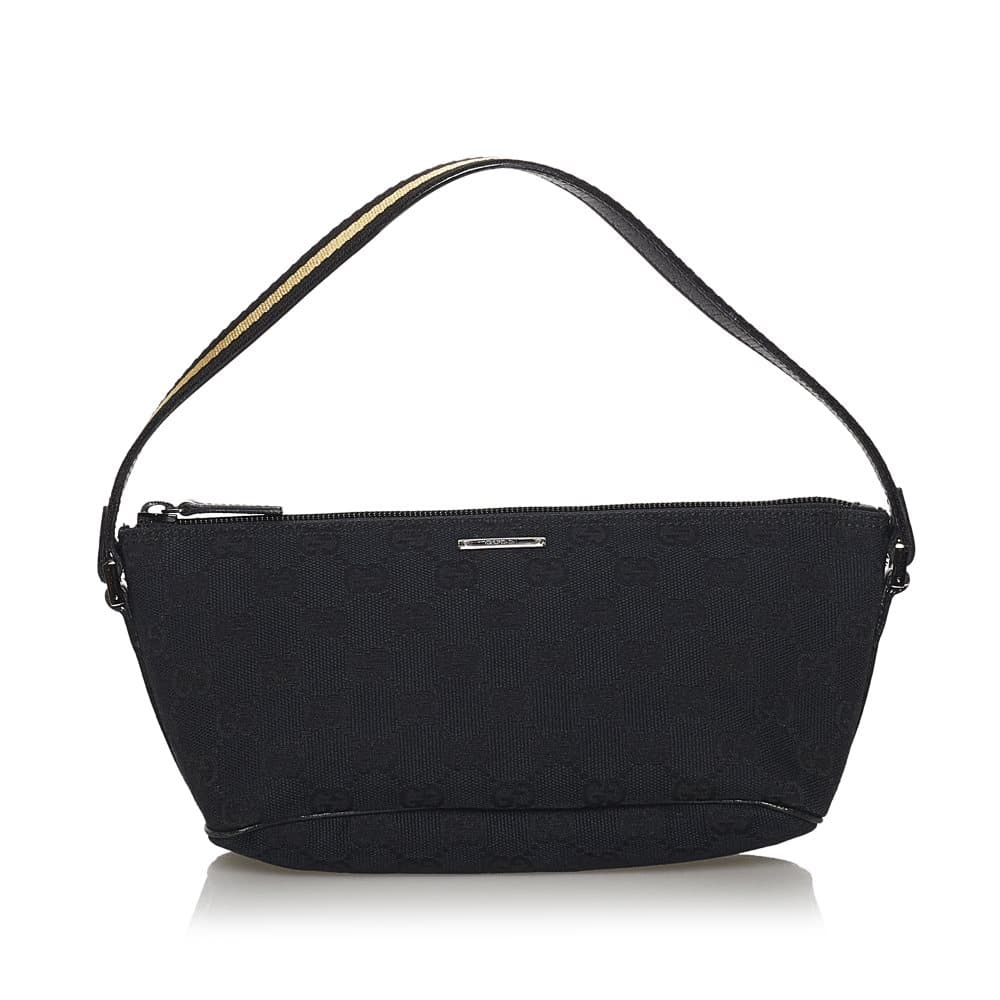 Pre-owned Gucci GG Canvas Web Boat Baguette Blue