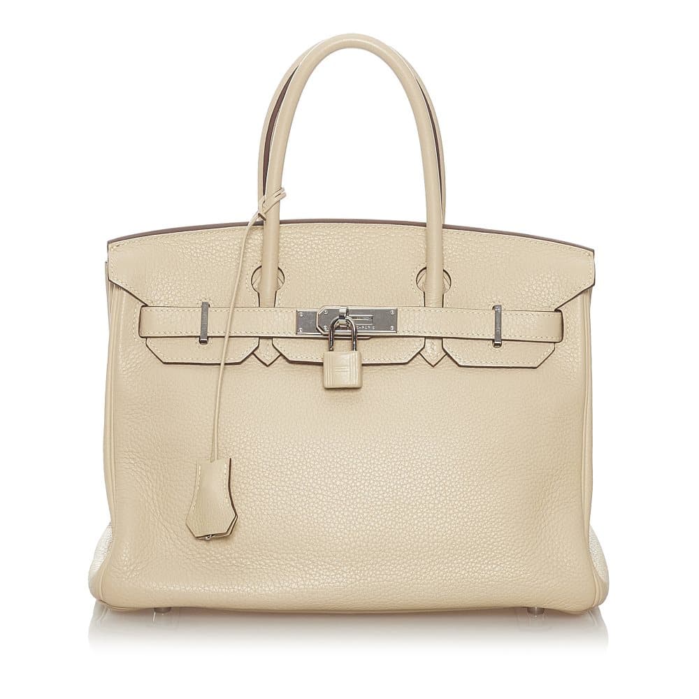 Pre-owned Hermes Taurillon Clemence Birkin 30 White