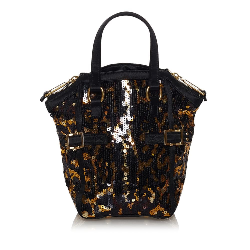 Pre-owned YSL Downtown Sequin Handbag Black