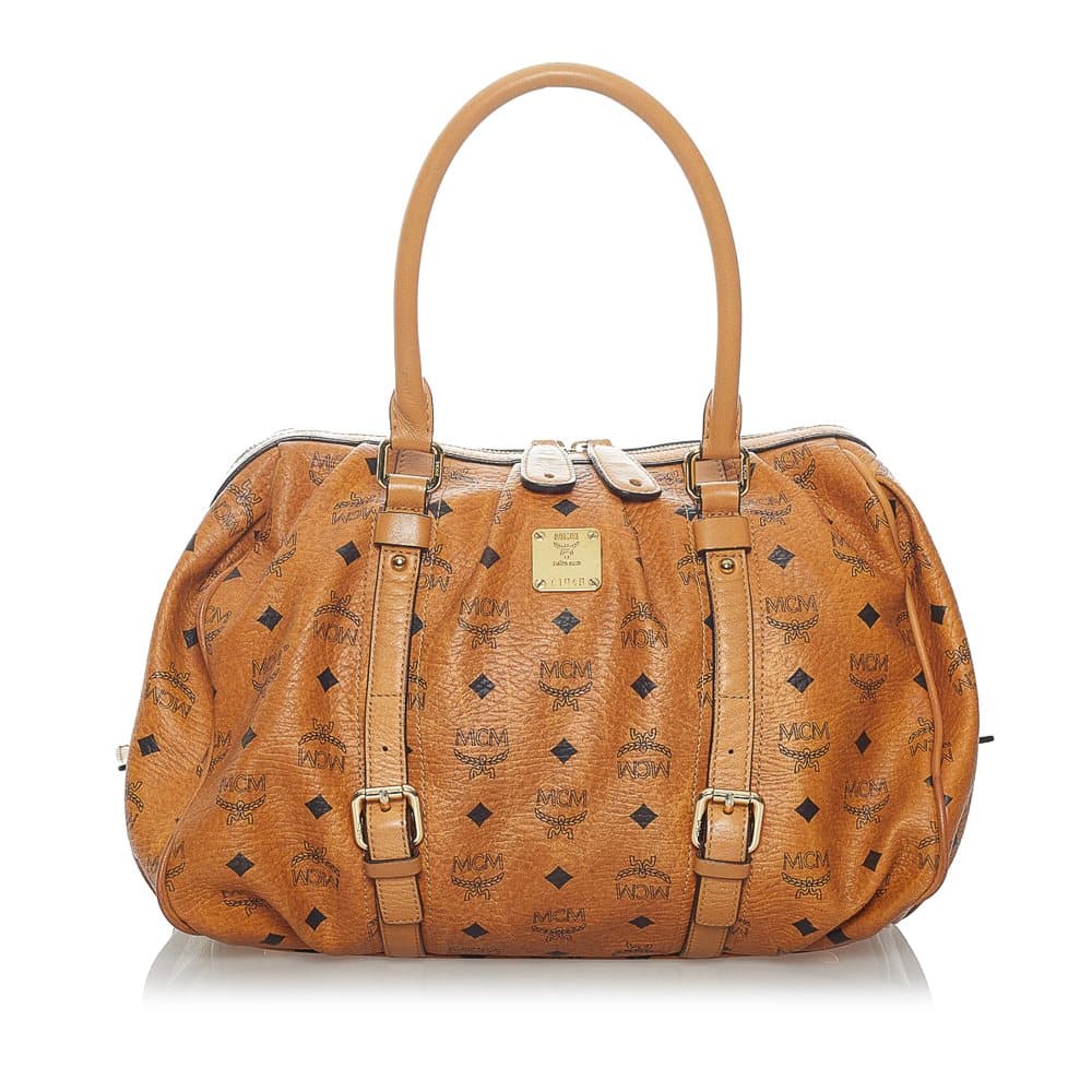 Pre-owned MCM Visetos Leather Handbag Brown