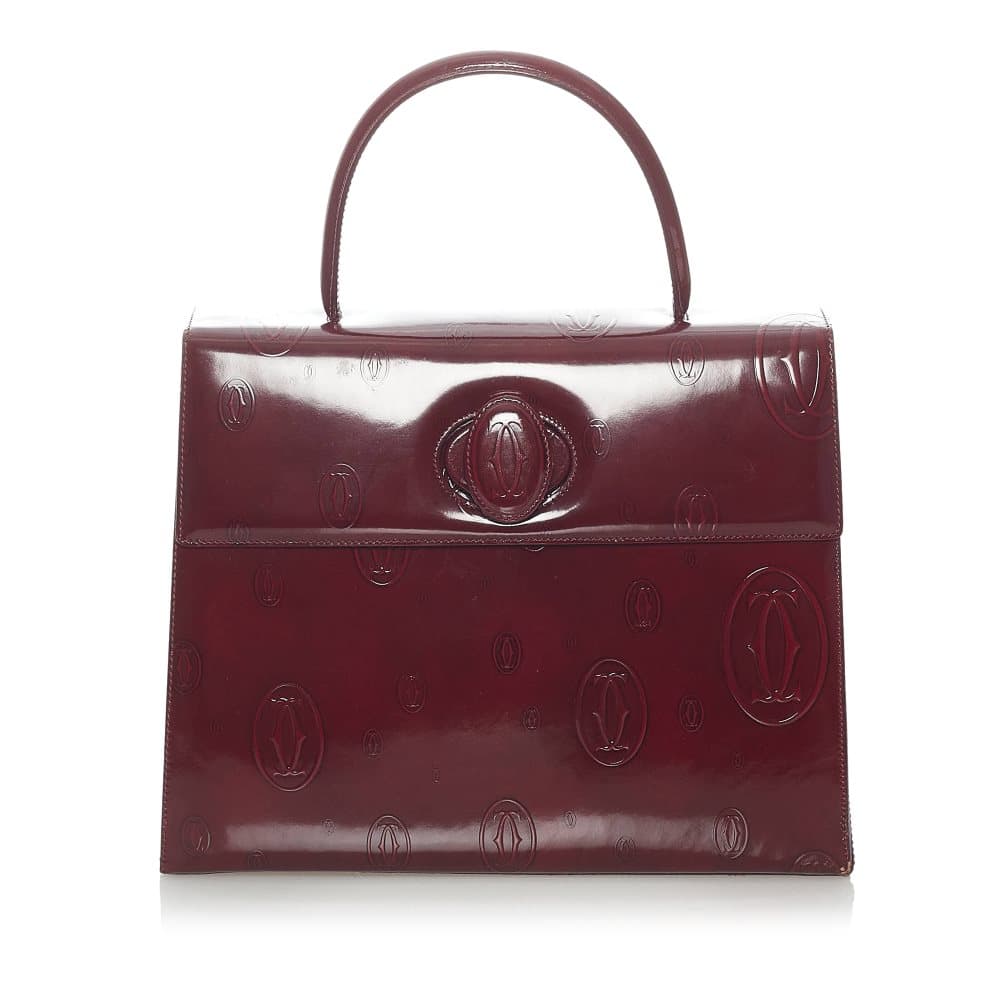 Pre-owned Cartier Happy Birthday Patent Leather Handbag Red