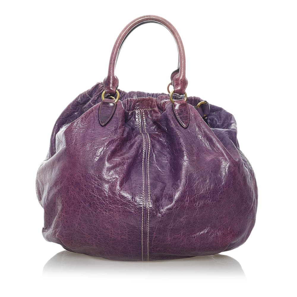 Pre-owned Miu Miu Vitello Shine Satchel Purple