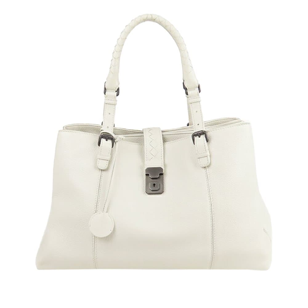 Pre-owned Bottega Veneta Intrecciato Roma Handbag White
