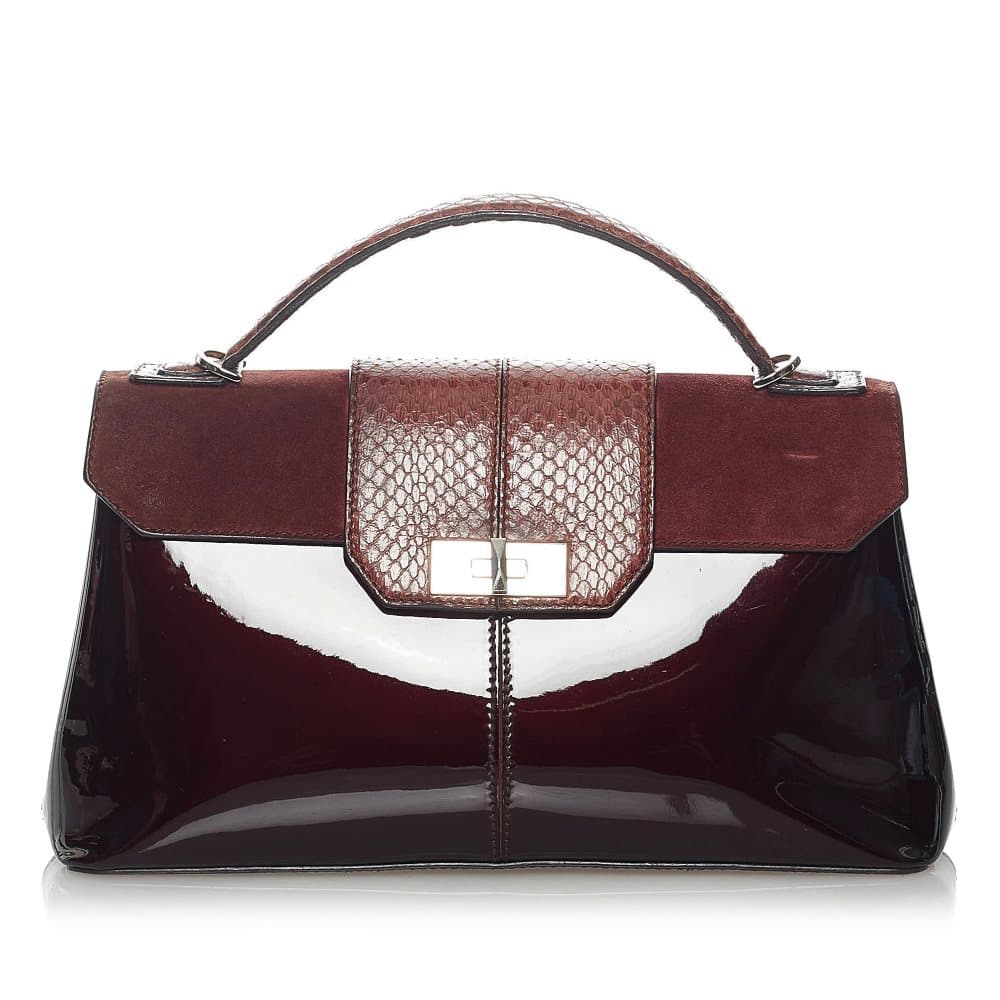 Pre-owned Cartier Patent Leather Satchel Red