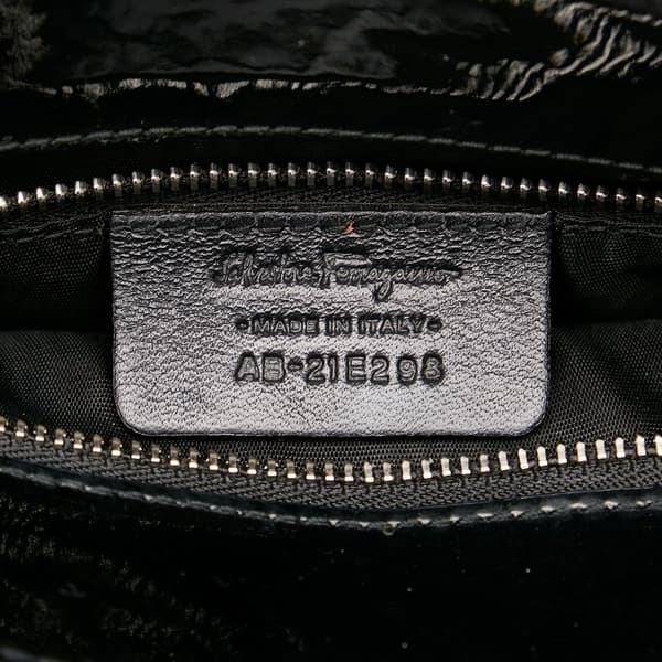 Pre-owned Ferragamo Vara Patent Leather Satchel Black