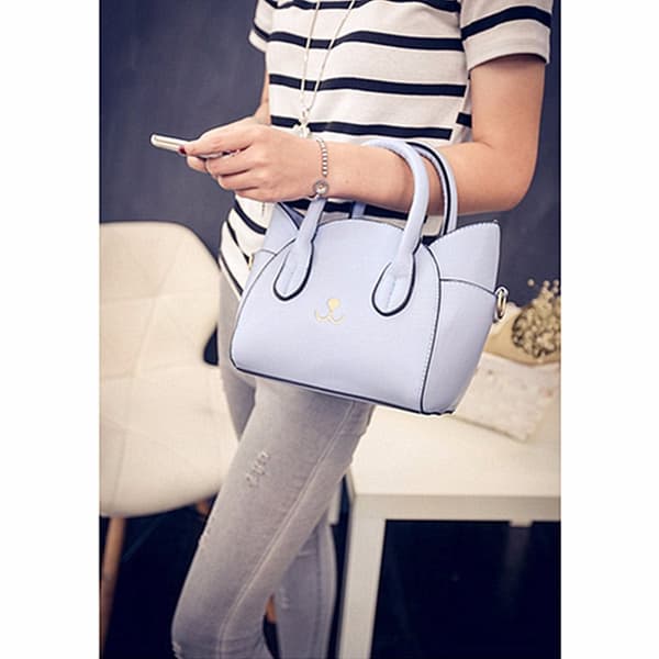 Naiset Tyttö Söpö Kissa Face Wing Olkalaukku PU-nahkainen käsilaukku Crossbody Laukku HOT