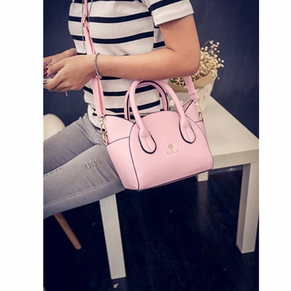 Naiset Tyttö Söpö Kissa Face Wing Olkalaukku PU-nahkainen käsilaukku Crossbody Laukku HOT