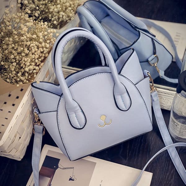 Naiset Tyttö Söpö Kissa Face Wing Olkalaukku PU-nahkainen käsilaukku Crossbody Laukku HOT