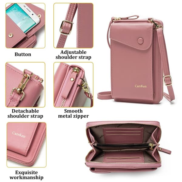 2021 Ny opgradering Kvinder Telefon Crossbody Taske PU Læder Stor Kapacitet Multifunktion Mobilpung Rejse Bærbar Møntpung Kort Lomme Pung Mini