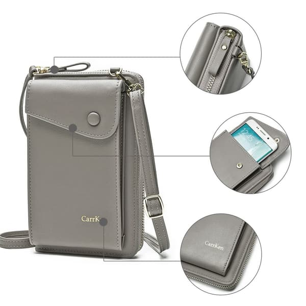 2021 Ny opgradering Kvinder Telefon Crossbody Taske PU Læder Stor Kapacitet Multifunktion Mobilpung Rejse Bærbar Møntpung Kort Lomme Pung Mini