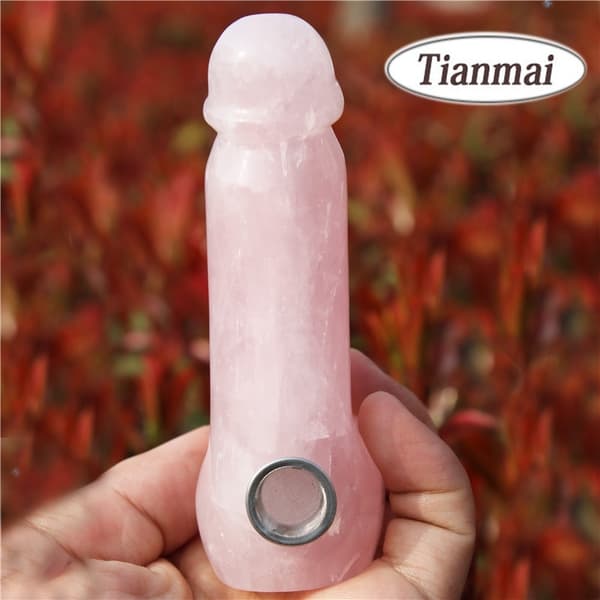 Roliga Tianmai naturliga rosa kvartskristall tobaksrör Healing Wands