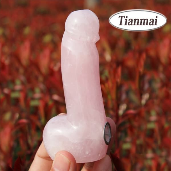 Roliga Tianmai naturliga rosa kvartskristall tobaksrör Healing Wands