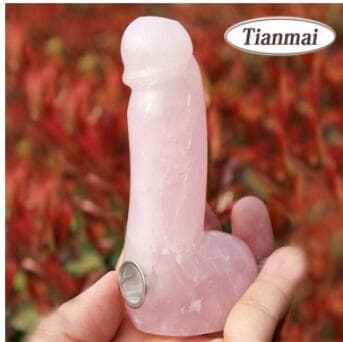 Sjove Tianmai Natural Pink Quartz Crystal Tobacco Pipes Healing Wands