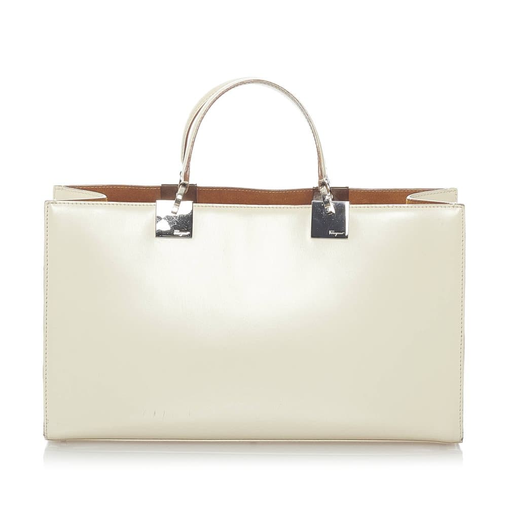 Pre-owned Ferragamo Leather Satchel White