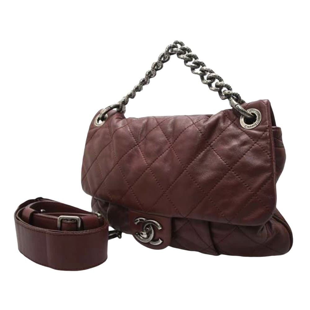 Pre-owned Chanel CC Matelasse Lambskin Leather Satchel Red