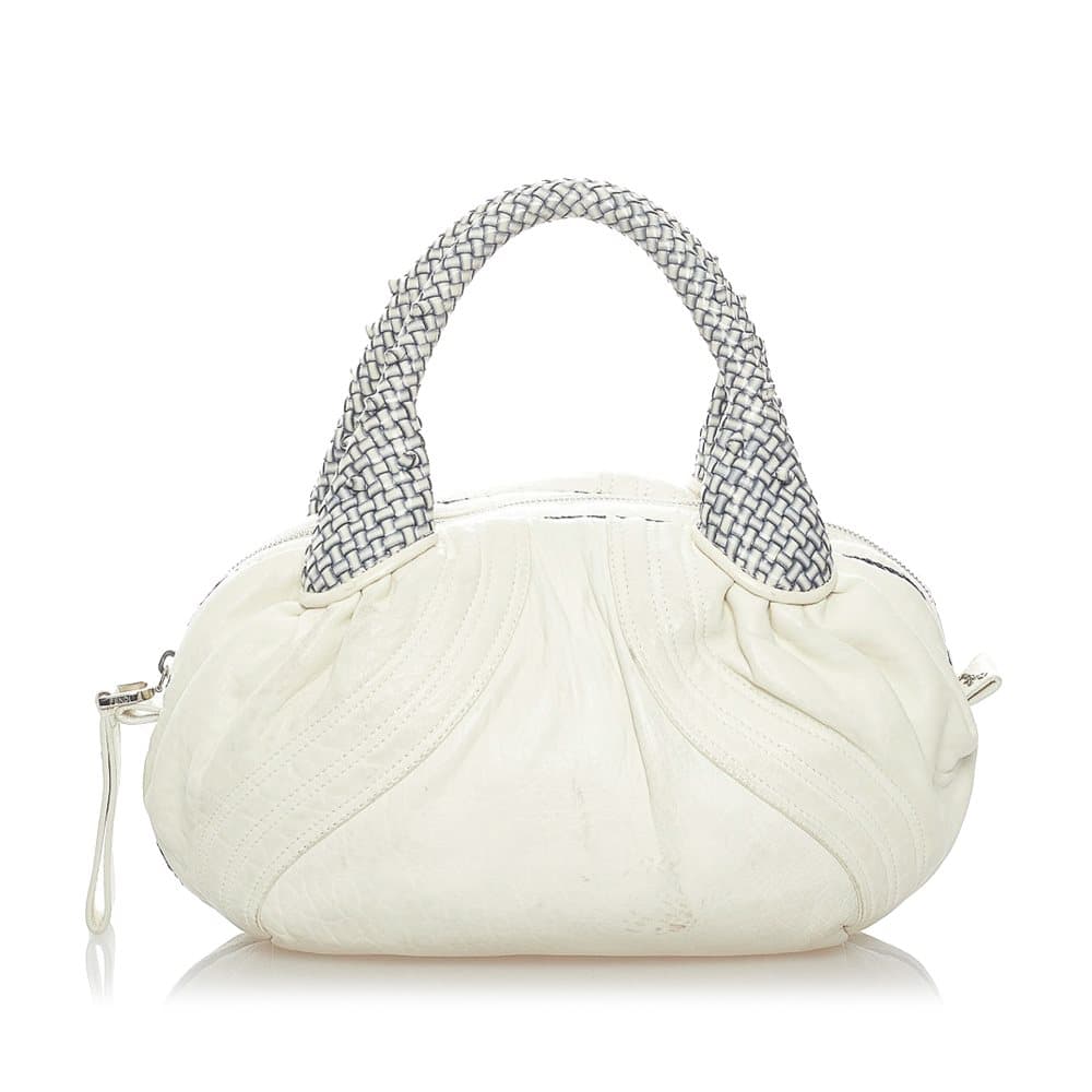 Pre-owned Fendi Baby Spy Leather Handbag White