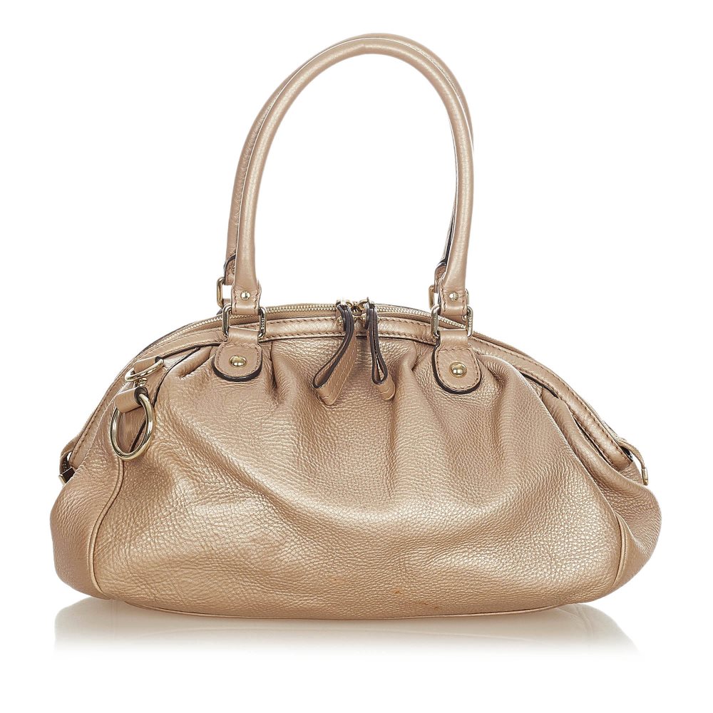 Pre-owned Gucci Sukey Leather Satchel Brown Product Image