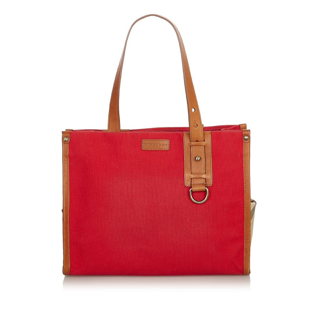 Pre-owned Burberry Canvas Handbag Red