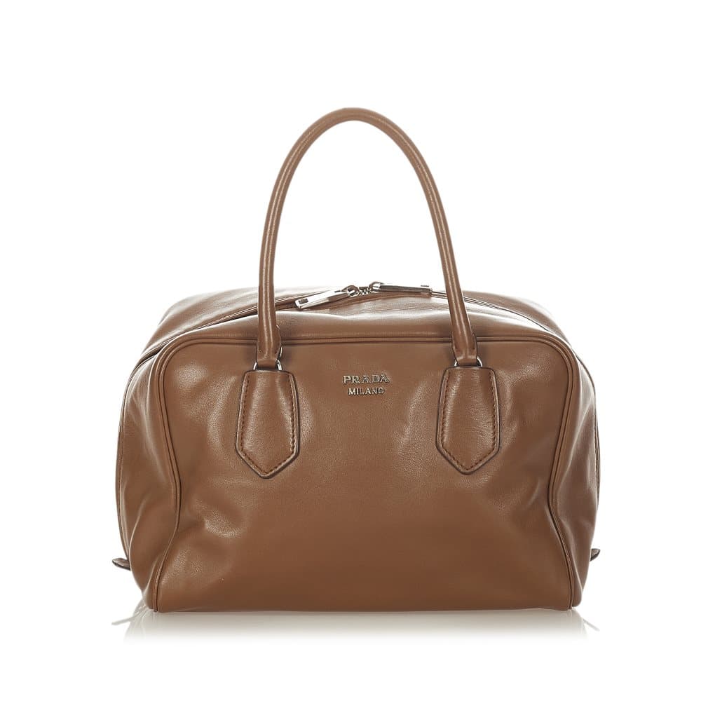 Pre-owned Prada Vitello Daino Handbag Brown