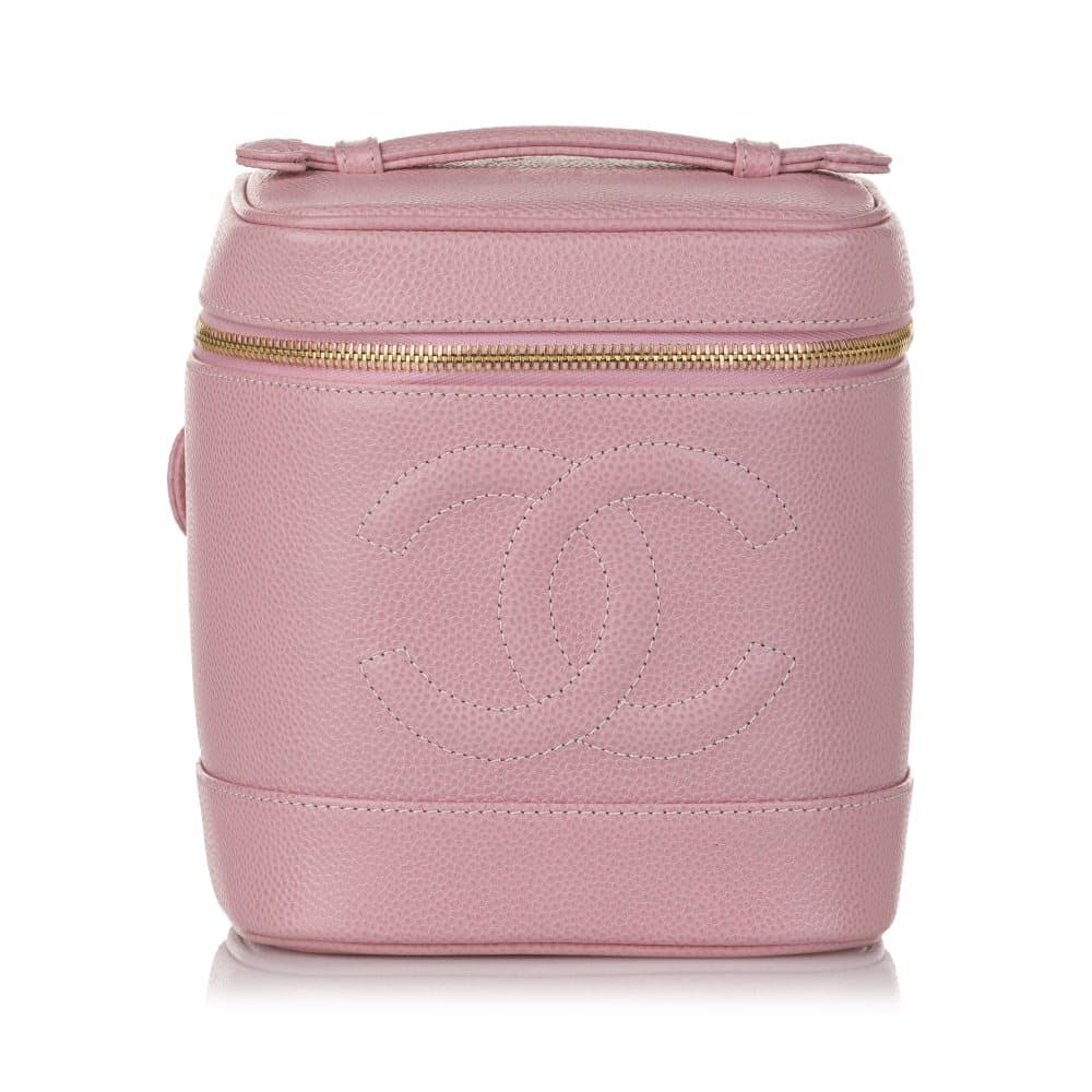 Pre-owned Chanel CC Caviar Leather Vanity Bag Pink