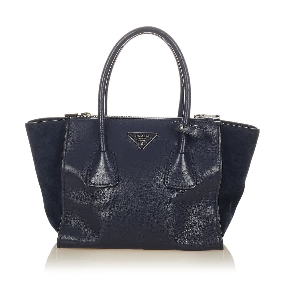 Pre-owned Prada Twin Pocket Leather Satchel Blue