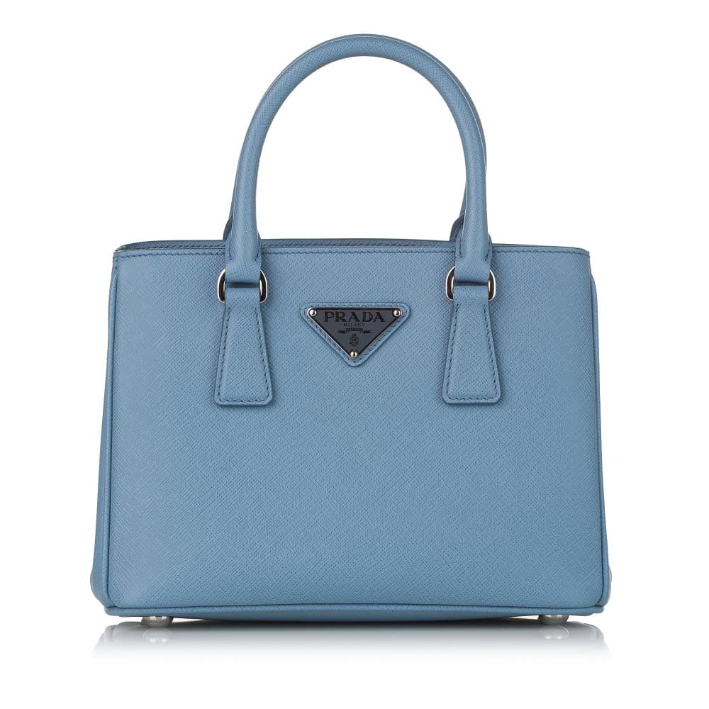 Pre-owned Prada Saffiano Galleria Satchel Blue