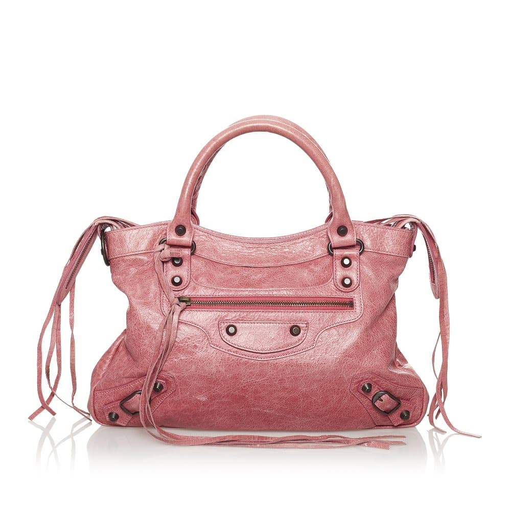 Pre-owned Balenciaga Motocross Classic Town Leather Satchel Red