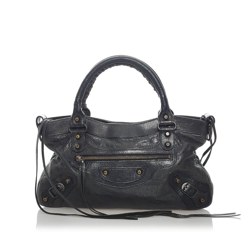 Pre-owned Balenciaga Motocross Classic First Lambskin Leather Satchel Black