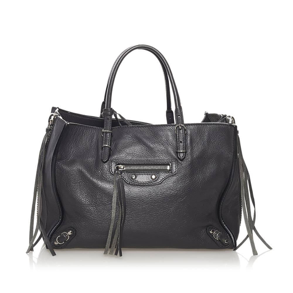 Pre-owned Balenciaga Mini Papier A6 Leather Zip-Around Satchel Black