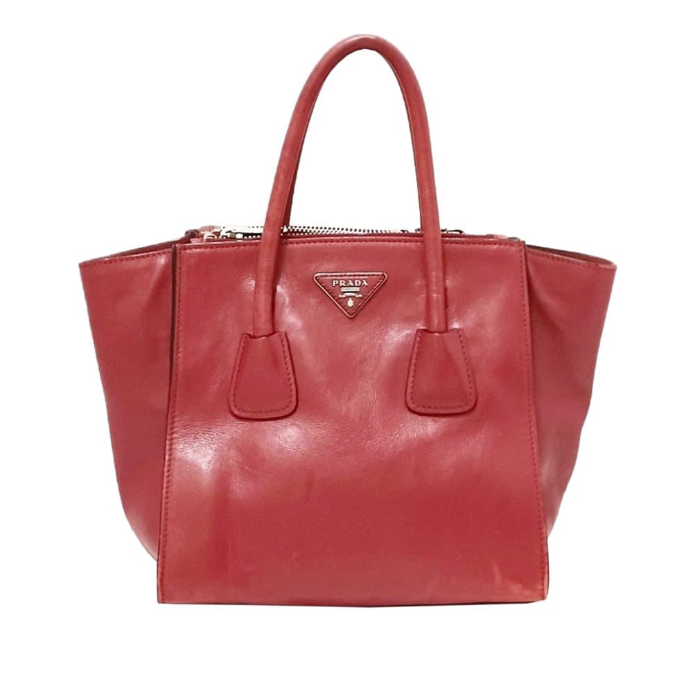 Pre-owned Prada Twin Pocket Leather Handbag Red