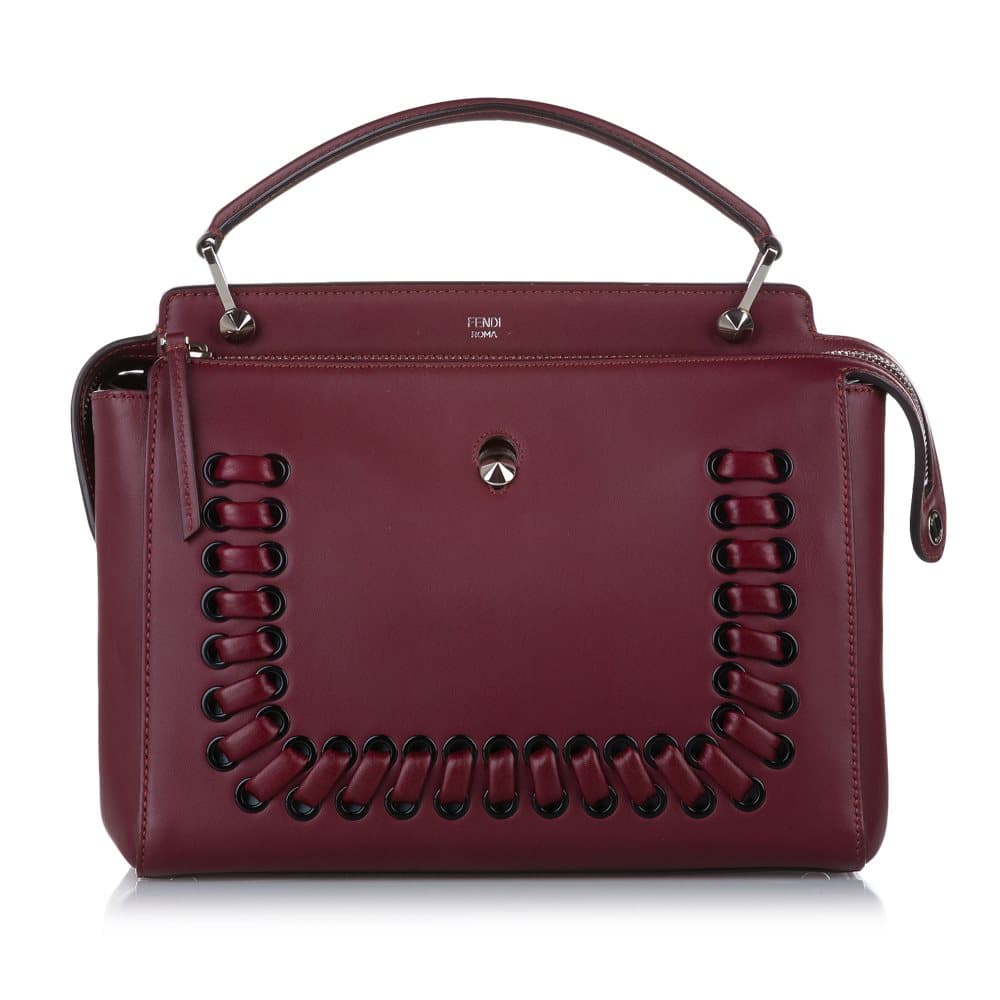 Pre-owned Fendi DotCom Leather Satchel Red