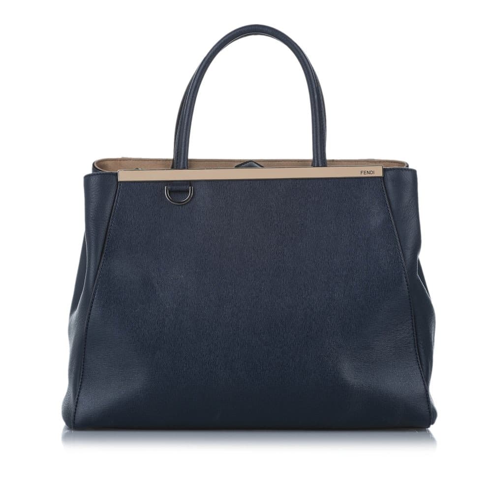 Pre-owned Fendi Medium 2Jours Leather Satchel Blue
