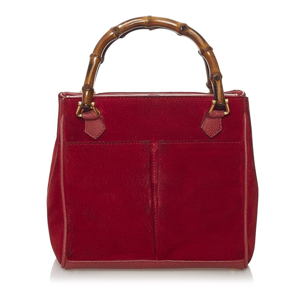 Pre-owned Gucci Bamboo Suede Satchel Red