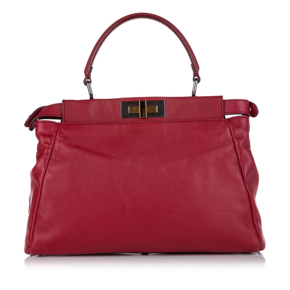 Pre-owned Fendi Peekaboo Leather Satchel Red