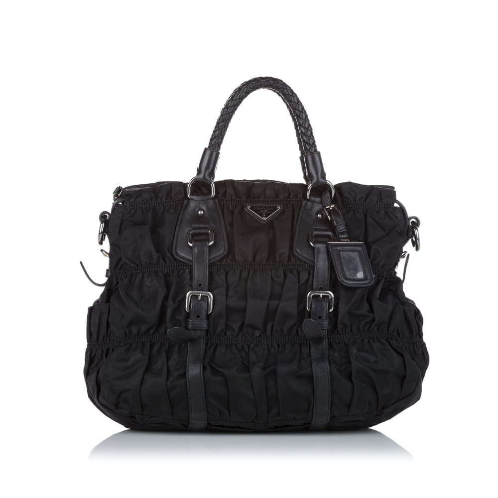 Pre-owned Prada Tessuto Gaufre Satchel Black